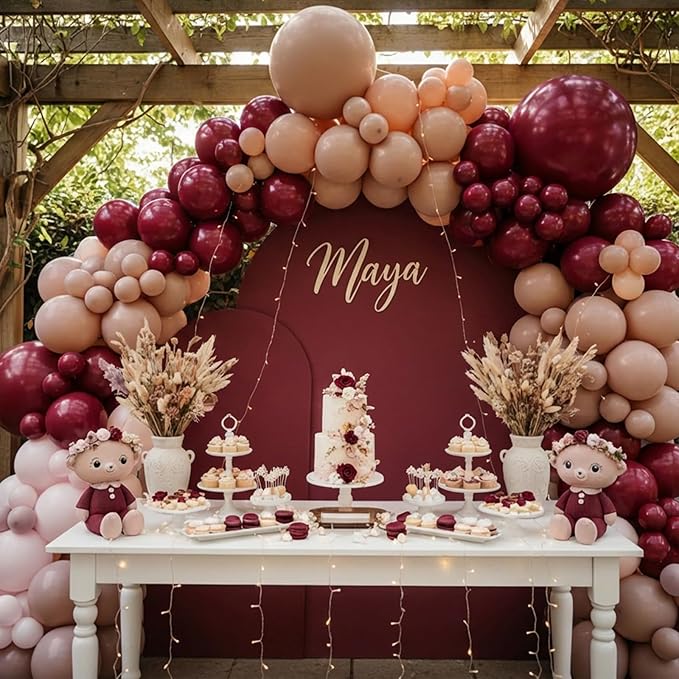 RUBFAC Burgundy Balloons 87pcs Different Sizes 18 12 10 5 Inches, Maroon Latex Balloons Arch Kit Garland for Birthday Wedding Graduation Baby Shower Valentine's Day Party Decoration