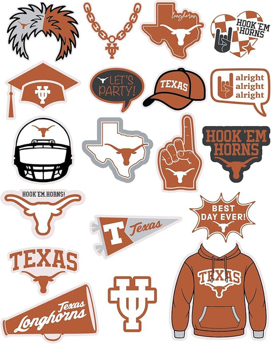Texas Longhorns Photo Prop Kit 20 Piece Set for Graduation, Birthdays, Football Game Day Party Supplies (Texas Longhorns)