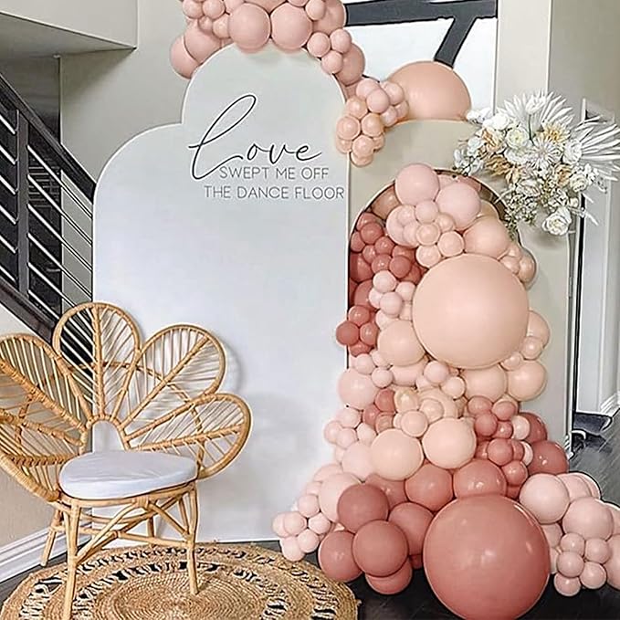 Retro Blush Pink Balloon Arch Kit-Dusty Pink Cream Peach White Sand Balloon Garland,Boho Pastel Pink Balloons Party Decorations for Birthday,Baby Shower,Wedding Bridal 109PCS