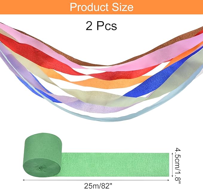 Crepe Paper Roll, Deep Green Crepe Paper Streamers Sheets, [for Party Streamer Decorations, Birthday Party] - 1.8 Inch x 82 ft / 2 Roll