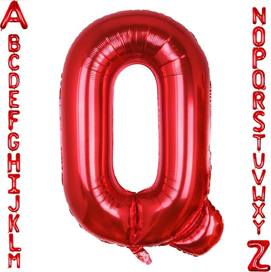 AULE red Letter Balloons Q 40Inch Large Giant big Foil Mylar red Q Balloon for Birthday Aniversary Party Decorations