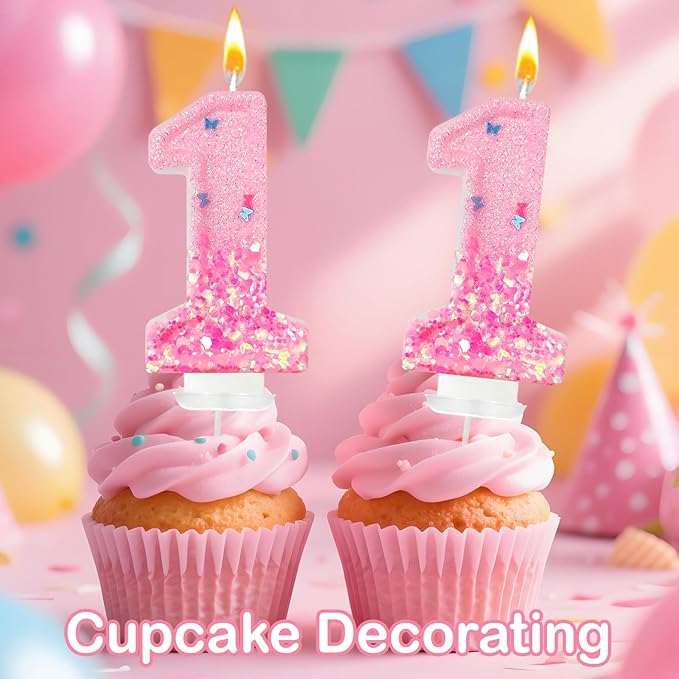 Pink Sequin Birthday Candles, Cake Number Candles, Girls 0th Birthday Decorations, Suitable for Birthday Parties, Anniversary Party Decorations(11)