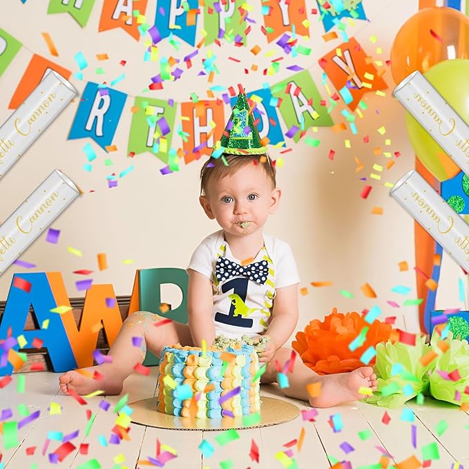 12" Confetti Cannons with Colorful Filling - Party Poppers for Birthday Wedding Graduations Fiesta Christmas New Year Celebrations - Easy to Use, Biodegradable Confetti - Pack of 4