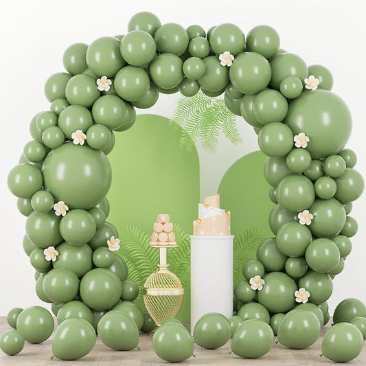 Voircoloria 90pack Sage Green Balloons Different Size 18/12/10/5 Inch Olive Green Balloon Garland Arch Kit for Graduation, Wedding, Birthday, Bridal Shower, Baby Shower, Anniversary Party Decorations