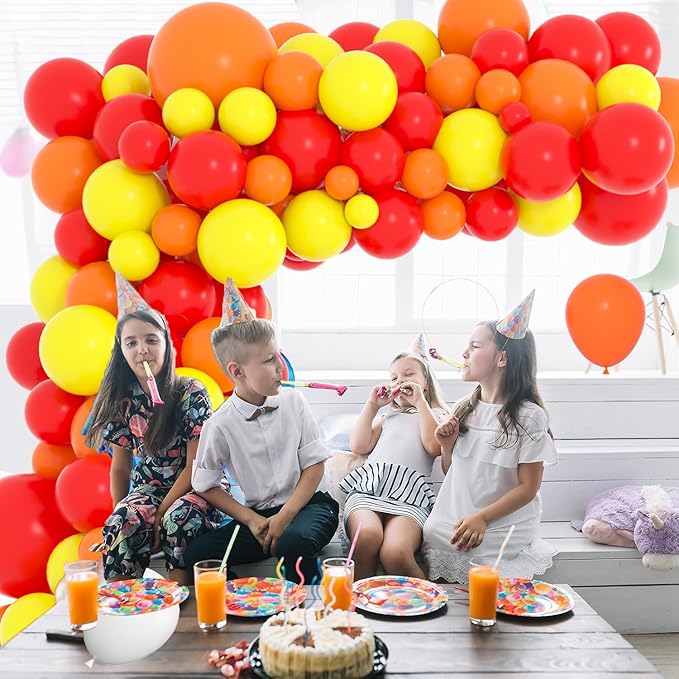 Red Yellow Orange Balloon Arch Kit - Yellow Orange Balloons Red Balloons Fire Truck Decorations for Firefighter Birthday Baby Shower Graduation Party Decorations
