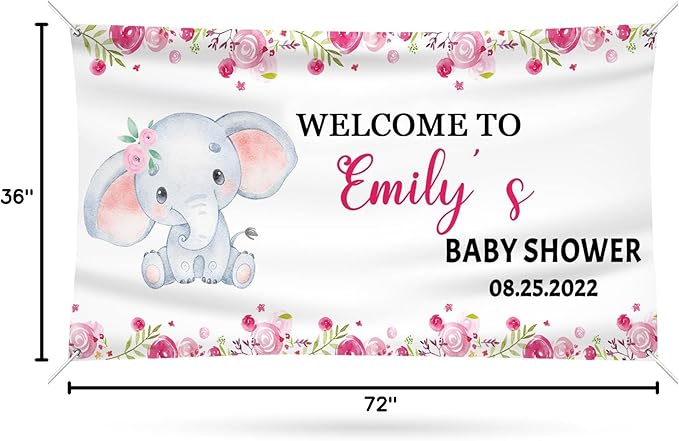 Baby Shower Banner Personalized Name Date Custom Baby Shower Banners and Signs Customize for Party Decoration 6'x3'