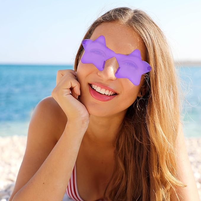 REHALY 8/12 Pairs Star Shaped Sunglasses Rimless Candy Star Sunglasses Pentagram Glasses for Women Men Party Streetwear