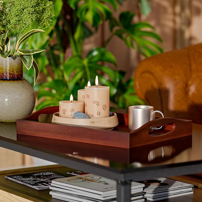 Comfify Bamboo Serving Tray - Stylish Ottoman Tray for Entertainment & Decor - Versatile and Elegant Design - Perfect for Serving, Organizing, and Decorating - Brown Color