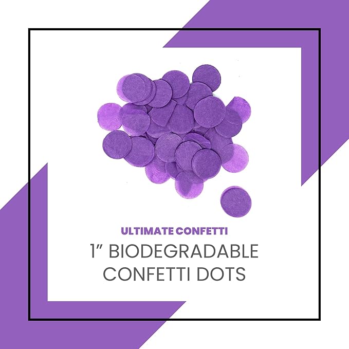 Ultimate Confetti, Purple Biodegradable Confetti Circles - Flame-Resistant and Slow-Falling Tissue Paper Confetti for Cannon and Launcher use – Best for Celebrations - 1 lb, 16 oz