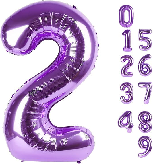 2 Numbers Balloon 40 Inch Purple Two Balloon Number Birthday Decor, 2nd 12 21st Party Celebration Decorations Graduations Wedding Baby Shower