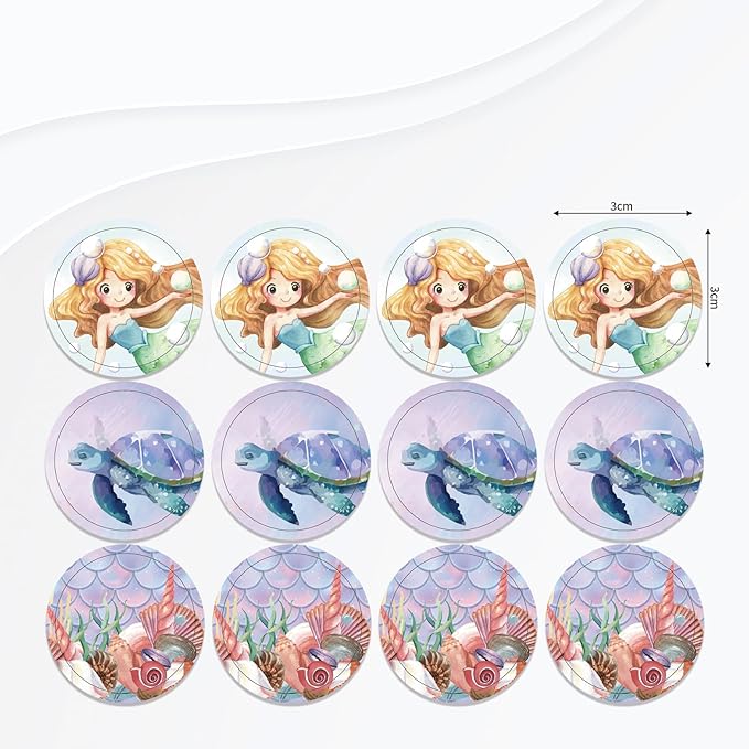 Mermaid & Sea Turtle Ocean-Themed Invitation Kit – 12 Shell-Shaped Cards, 12 Envelopes & 12 Seal Stickers | Underwater Birthday Party Invitations for Kids