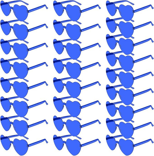 PLULON Heart Sunglasses for Women 5/12/25 Pcs, Heart Glasses Valentine Day Rimless Shaped Candy Color Fun Glasses Party Favor