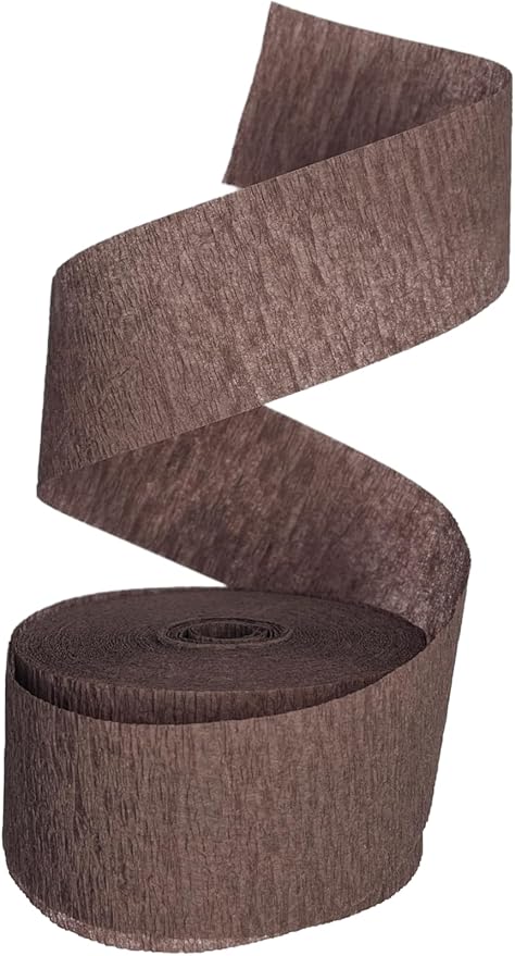 K-Kraft 1 Brown Roll Crepe Paper Streamer for Birthday, Holiday, School, Party