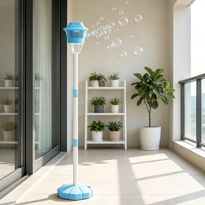 Street Lamp Bubble Tower with Lights, Rechargeable Standing Bubble Maker, Adjustable Height Street Light for Outdoor Garden, Patio, Wedding, Party and Event Decor (Blue 1PACK)