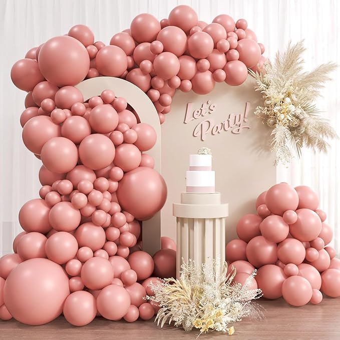 Awenztech 110pcs Dusty Pink Balloons, 18 12 10 5 inch Dusty Rose Balloons Different Sizes Pink Balloon Arch Kit for Wedding Bridal Gender Reveal Boho Baby Shower Birthday Party Decorations