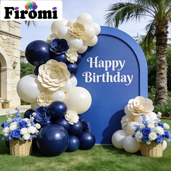 Firomi Navy Blue Balloons 12-inch 100 Pack Big Round Helium Dark Blue Thicken Latex Balloon for Wedding Birthday Graduation Party Backdrop Decorations (with 3 Ribbons)