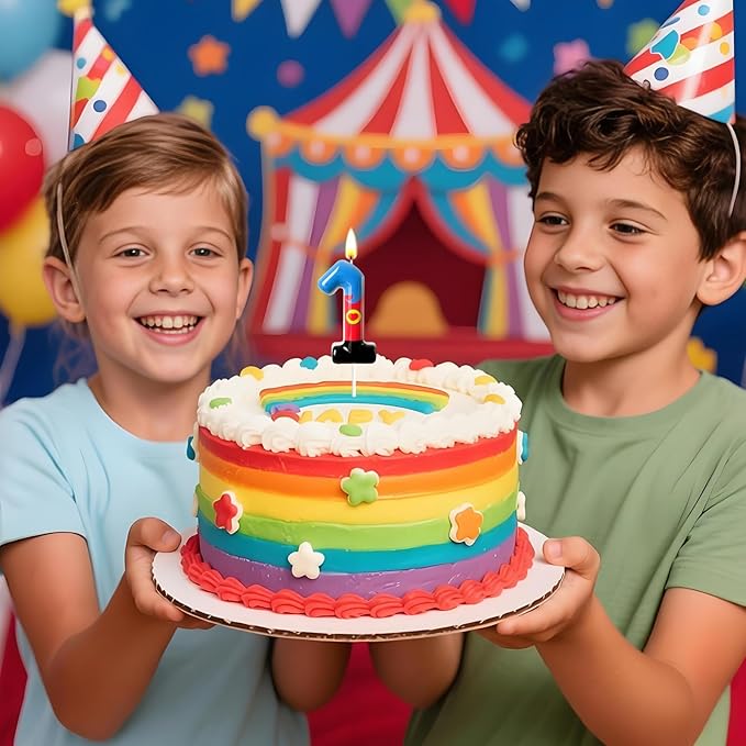 Birthday Candle for Cake – Red Blue Cartoon Hero Style with Heart Design – Cute Cake Topper for Birthday Party Decoration