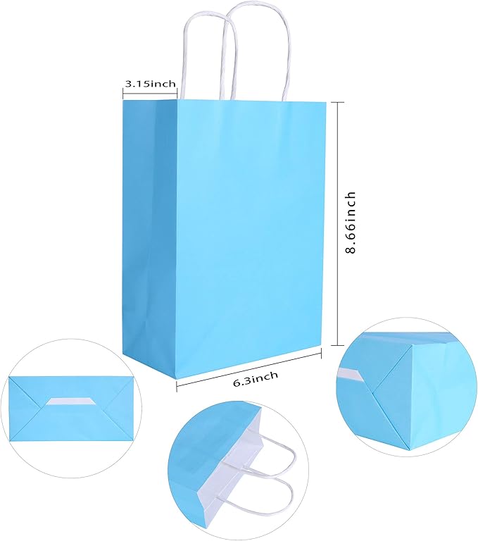 24 Pieces Kraft Paper Party Favor Gift Bags with Handle Assorted Colors (Rainbow)