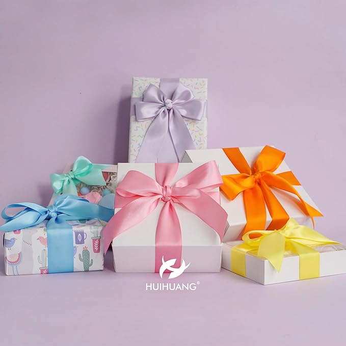 HUIHUANG Double Faced Satin Ribbon Assorted 1.5 inch Pastel Color Ribbons