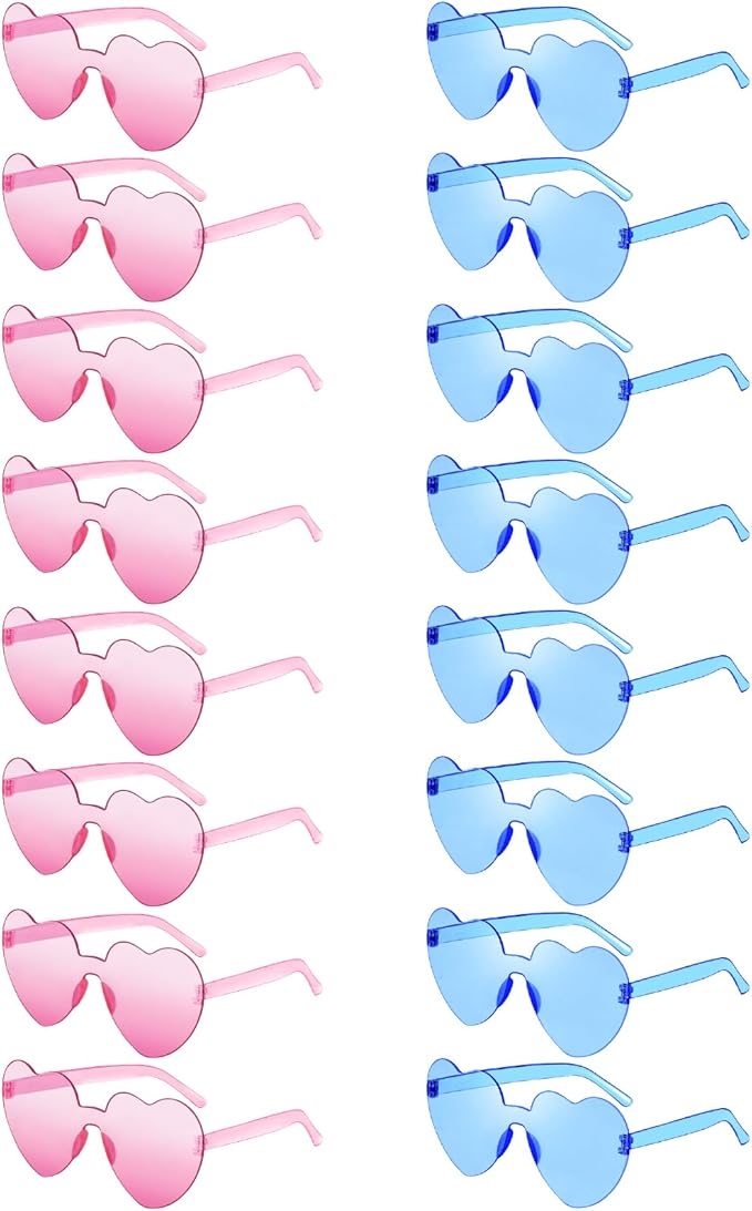 Matcheck 16 Heart Shaped Rimless Sunglasses Transparent Candy Colored Glasses Frameless Party Eyewear for Women