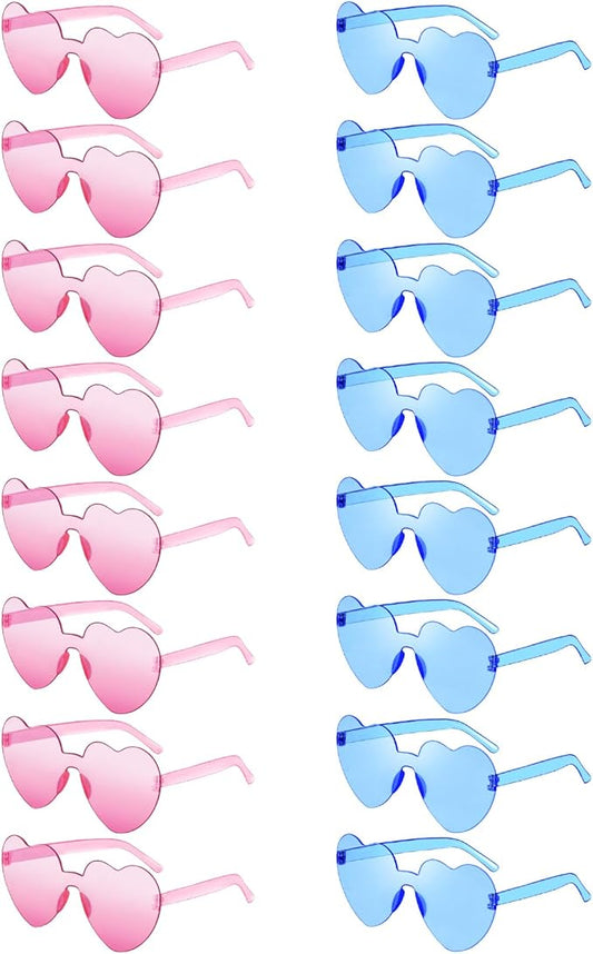 Matcheck 16 Heart Shaped Rimless Sunglasses Transparent Candy Colored Glasses Frameless Party Eyewear for Women