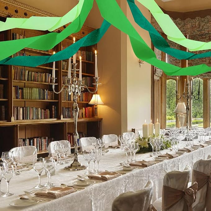 TKEJZu Green Crepe Paper Streamer - 492 Feet, 6 Rolls, Spring Party Backdrop Decor for Green Theme Birthday, Wedding, Baby Shower, Irish Lucky Day Hanging Party Decoration