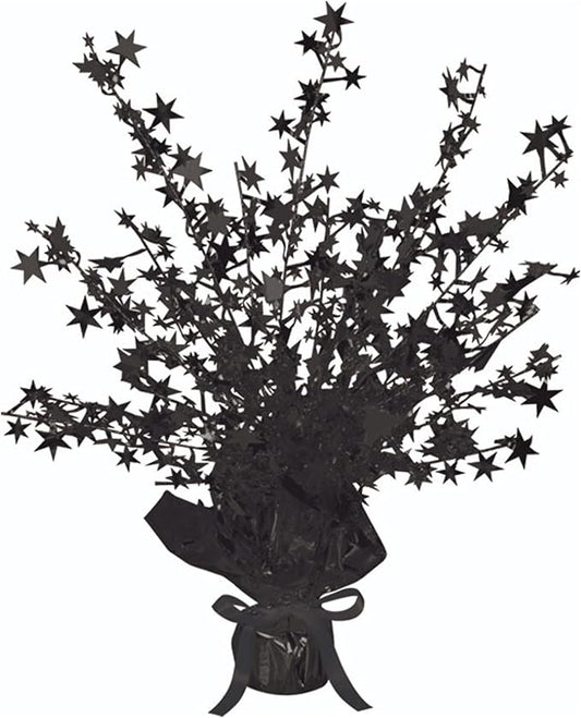 Beistle Black Star Gleam N Burst Centerpiece – Adjustable Wire Stem Table Decoration with Star Sprays Weighted Base for Awards Night Prom Birthday Party Décor, 15 Inches Tall