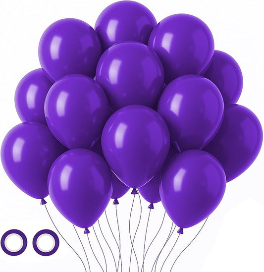 Voircoloria 105pcs Dark Purple Balloons 12inch Party Latex Balloons for Birthday Baby Shower Halloween Wedding Valentine's Day Party Bachelorette Decorations
