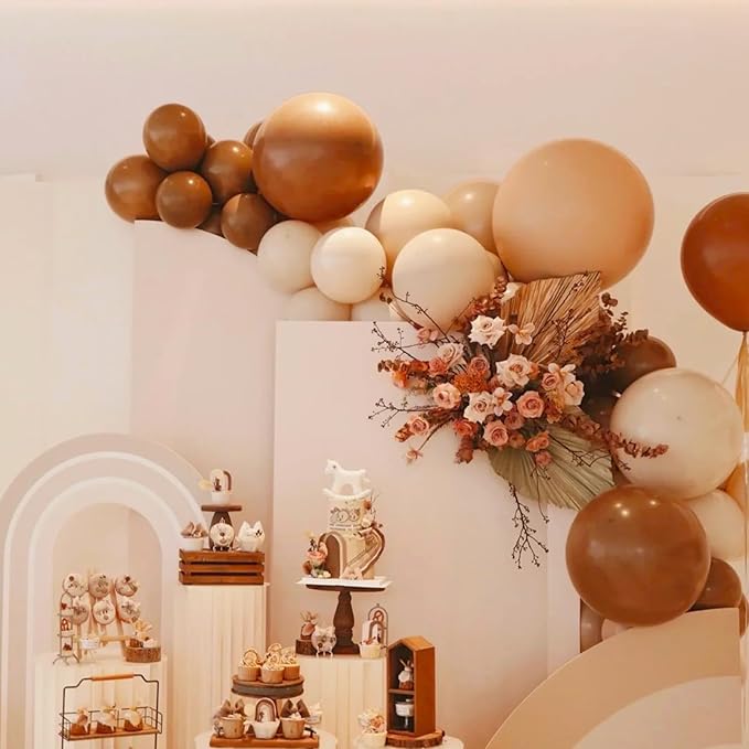 Voircoloria 105pcs Coffee Balloons 12inch Party Latex Balloons for Boys Girls Birthday Baby Shower Gender Reveal Wedding Sunflower Party Decorations