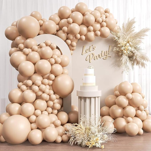 Awenztech 110pcs Nude Balloon Arch Garland Kit, 18 12 10 5 inch Apricot Balloons Different Sizes for Birthday Party Decorations