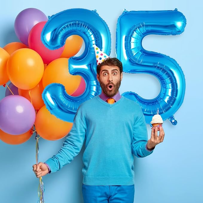 Blue Number 5 Balloon 40 Inch, Big Large Foil Helium Number Balloons, Jumbo Giant Mylar Number 5 Balloons for 5 Year Old Birthday Party Decorations Supplies Anniversary Celebration