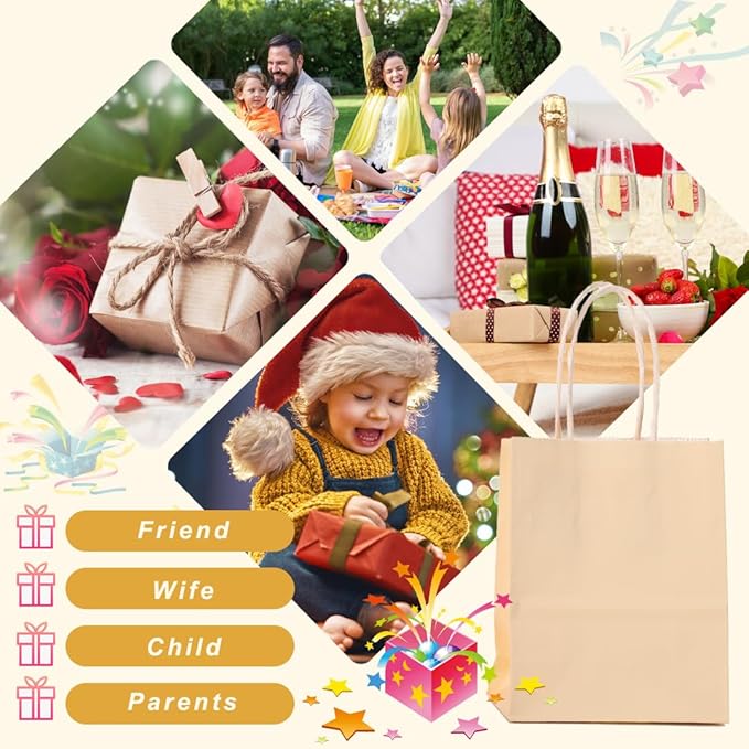 ADIDO EVA 25 Pcs Macaron Orange Gift Bags Small Paper Bags with Handles for Party Favor (8.2 x 6 x 3.1 in)