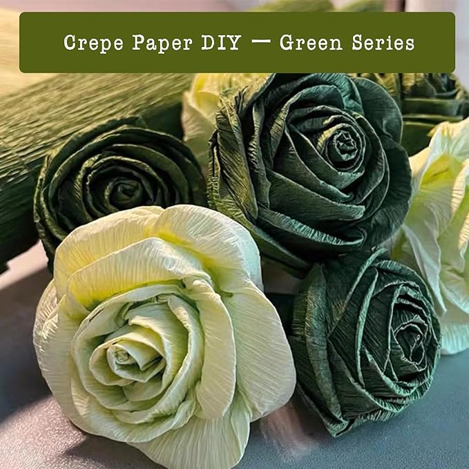 chaekoy 6 Rolls Crepe Paper Streamers, 10 Inch x 8 Feet Flower Making Kits with Floral Tape and Stem Wire for Birthday Party Wedding