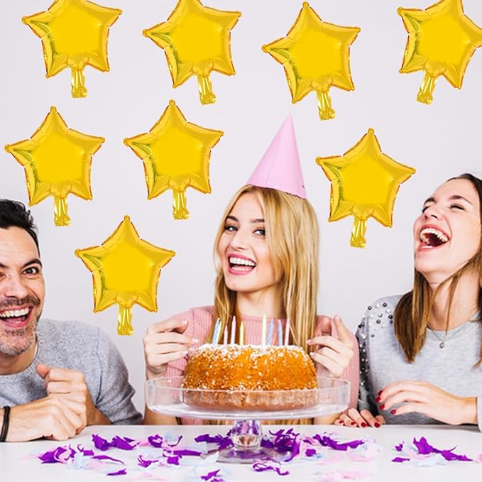 TONIFUL Gold Foil Star Balloons 50Pcs 10 Inch Gold Star Shape Balloons Star Helium Mylar Balloons for Birthday Wedding Baby Shower Anniversary Engagement Party Decorations Supplies