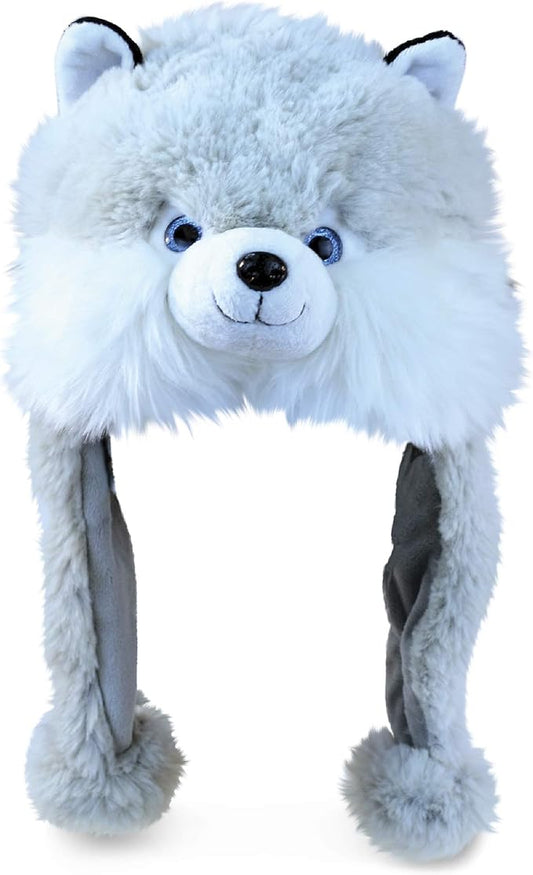 DolliBu Plush Hat – Super Soft Fleece Stuffed Animal Beanie with Ear Flaps, Cozy Warm Winter Hat for Kids – One Size