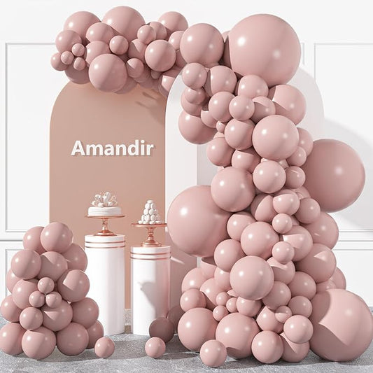 Amandir 153pcs Dusty Pink Balloons Arch Garland Kit Different Sizes 18 12 10 5 Inch Rose Boho Blush Lilac Pink Latex Balloon Mother Princess Birthday Wedding Anniversary Bachelorette Party Decorations