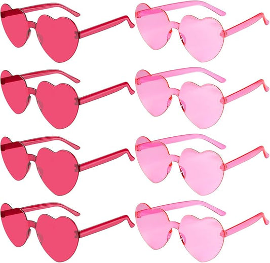 PLULON Heart Sunglasses for Women 5/12/25 Pcs, Heart Glasses Valentine Day Rimless Shaped Candy Color Fun Glasses Party Favor