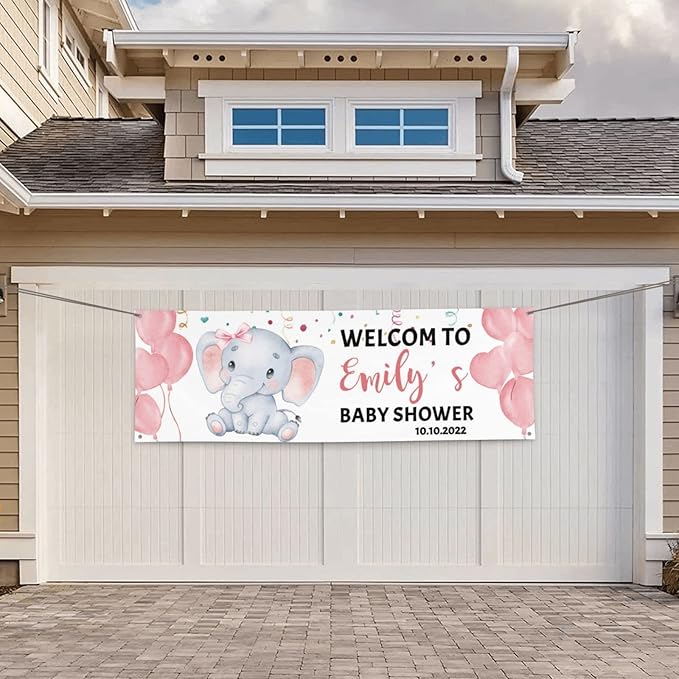 Baby Shower Banner Personalized Name Date Custom Baby Shower Banners and Signs Customize for Party Decoration 6'x2'