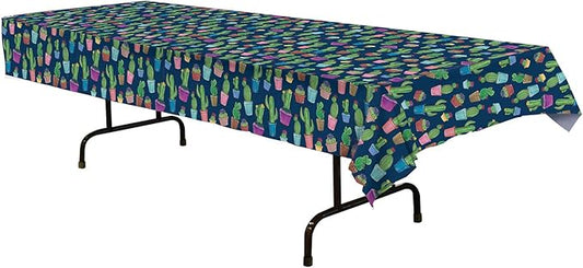 Beistle Cactus Tablecover, 54” x 108”, 2 Piece– Plastic Table Cloth, Cinco De Mayo Decorations.