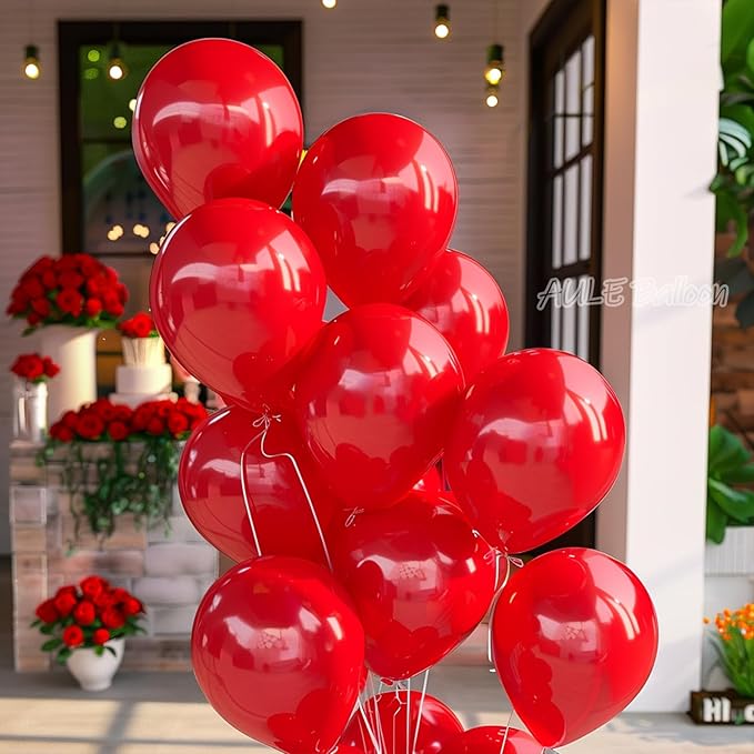 AULE Red Balloons 12 inch 50 Pcs Latex Balloons Helium Shiny Thicken Balloon Perfect Party Decoration for Wedding Birthday Baby Shower Graduation Carnival