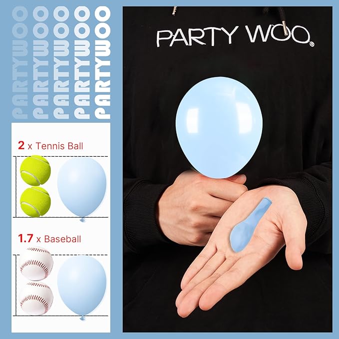 PartyWoo Baby Blue Balloons 50pcs 5 Inch Small Mini Light Pastel Sky Aqua Blue Balloons for Graduation Baby Shower Gender Reveal Weddings Easter Birthday Bachelorette Party Decorations Blue-Q13