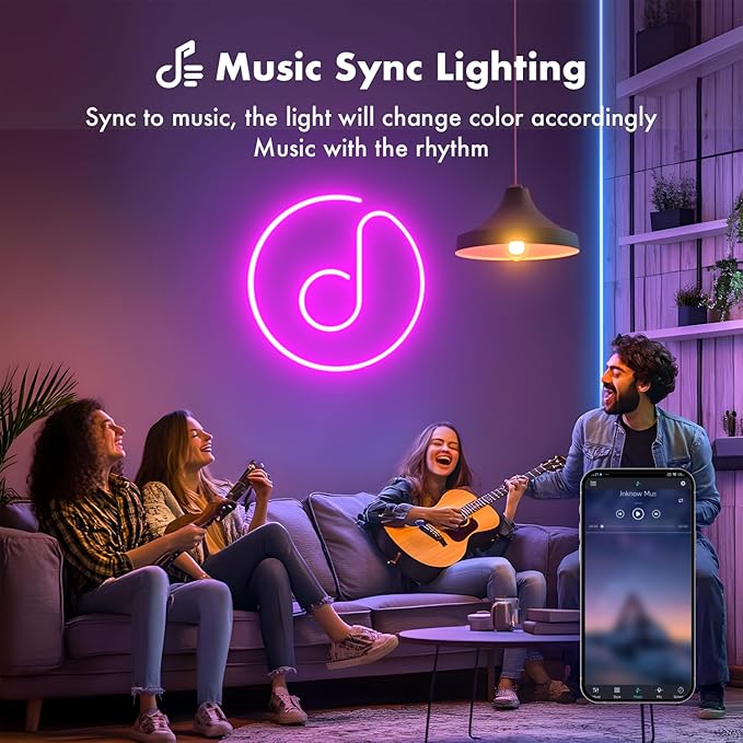SILFU Neon Rope Lights, 20FT RGB LED Strip Lights, Waterproof IP67 LED Lights for Bedroom, DIY Design, Music Sync, 44 Key Remote Control, Multiple Modes for Bedroom, Holiday Decoration