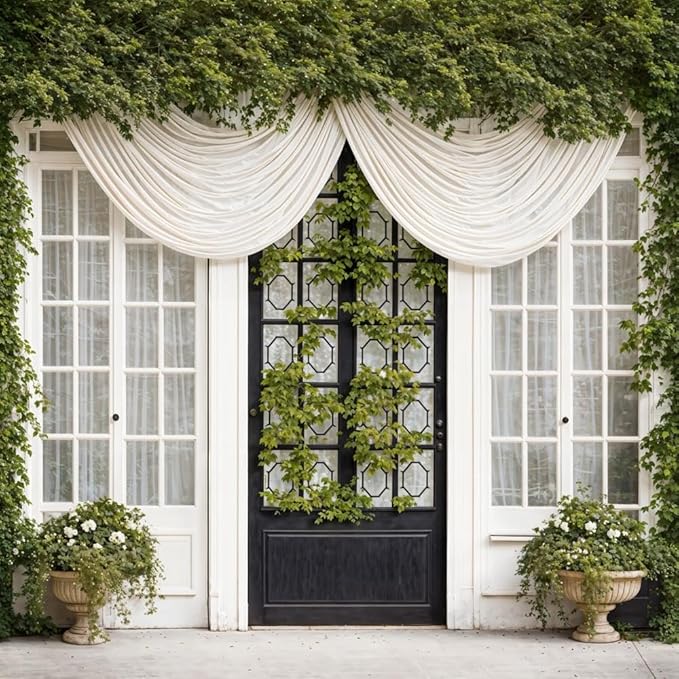 Kate 8x8ft Spring Vine Leaf White Door Backdrop for Photography - Wedding, Bridal, Baby, Birthday Party Decoration - Indoor Portrait Studio Background