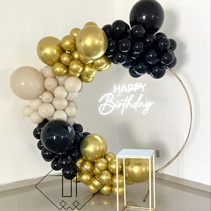Paready Black and Gold Balloons, 60 Pcs 12 Inch Gold Confetti Balloon, Latex Party Balloons with Ribbons for Birthday Graduation Black Silver Party Wedding Engagement Anniversary Festival Decoration
