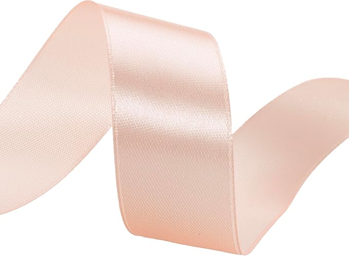 YASEO 1 Inch Peach Solid Satin Ribbon, 50 Yards Craft Fabric Ribbon for Gift Wrapping Floral Bouquets Wedding Party Decoration