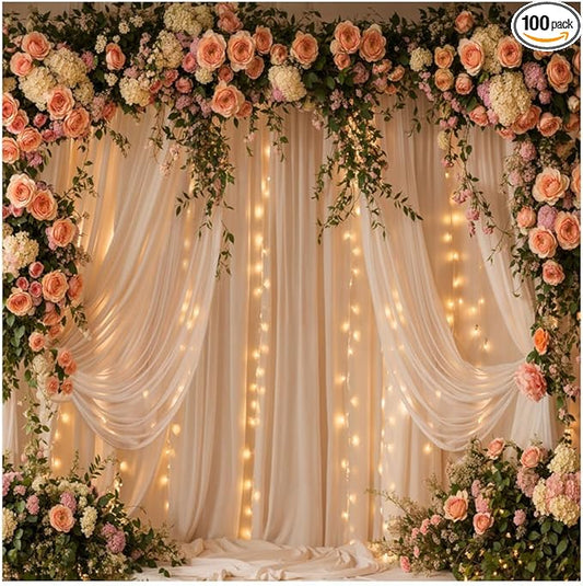 Kate 10x10ft Pink Gauze Curtain Decoration Pink Flowers Door Photography Backdrops Wedding Portrait Dessert Table Photo Background