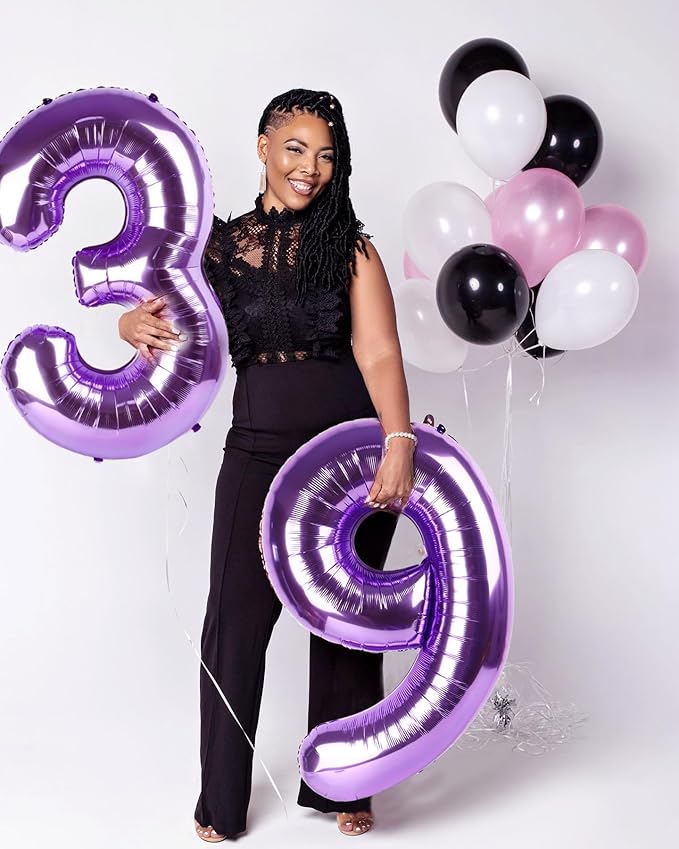 Numbers Balloons 40 Inch Purple, 16th Birthday Decorations for 1 6 16 61, Large Foil Sweet 16 Balloons Number for Wedding Memorial Day's Photo Shoot Decoration