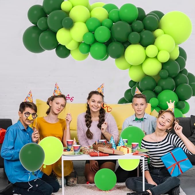 Green Balloon Garland Arch Kit, 122PCS Green Dark Green Lime Green Party Latex Balloons for Festival Picnic Jungle Forest Football Themed Birthday Party Decoration