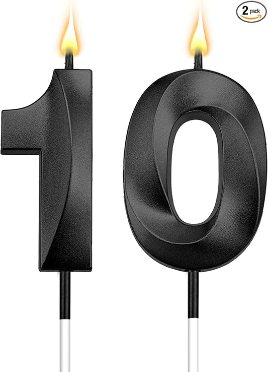 10th Black Birthday Candles 10 Birthday Candle 10 Candle Black Velas De Cumpleaños