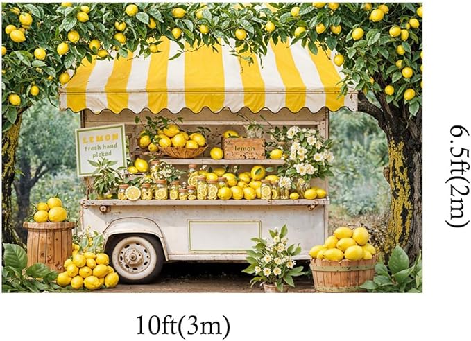 Kate 10x6.5ft Lemon Shop Backdrops for Photography Fresh Hand Picked Lemon Background Fresh Lemonade Party Backgrounds Baby Gilrs Birthday Studio Backdrop